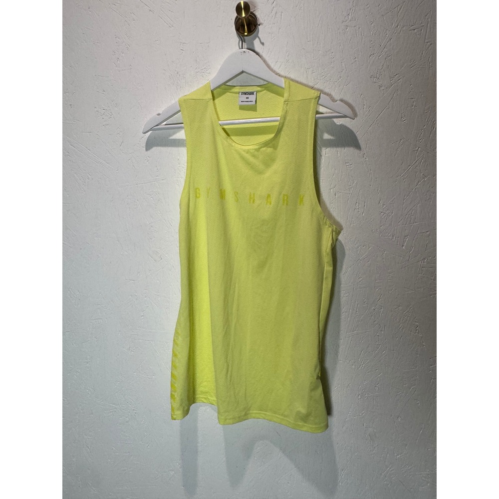 Gymshark Mens XS Neon Yellow Sleeveless Training Tank Top Mesh Gym Shirt